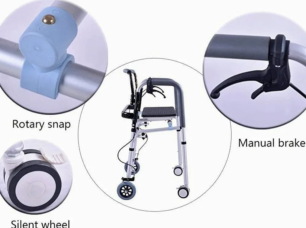 Marco para caminar plegable de aleación de aluminio para interiores para personas mayores con andador con ruedas Ayuda para caminar para andador estándar para discapacitados para ancianos The New