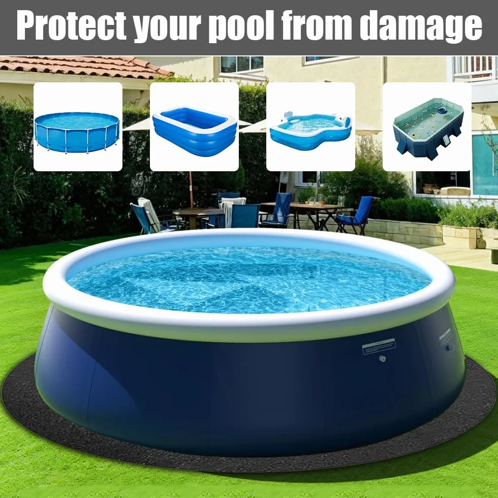 Tapiz Suelo Piscina, 305 cm Base de Piscina Redonda, Alfombra PIS-CINA Suelo, Antideslizante, Lona De Suelo para Pool, Protección para spas Exteriores e hinchables