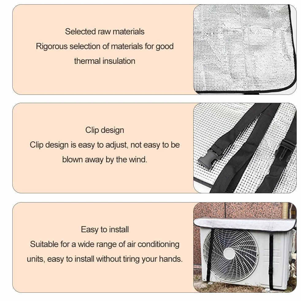 Funda para Aire Acondicionado,Cubierta Exterior de Unidades Exteriores,Cubierta de Aire Acondicionado Impermeable Anti-Polvo Protector Solar Nieve,Cubiertas de Aires para Exteriores,95 * 46cm