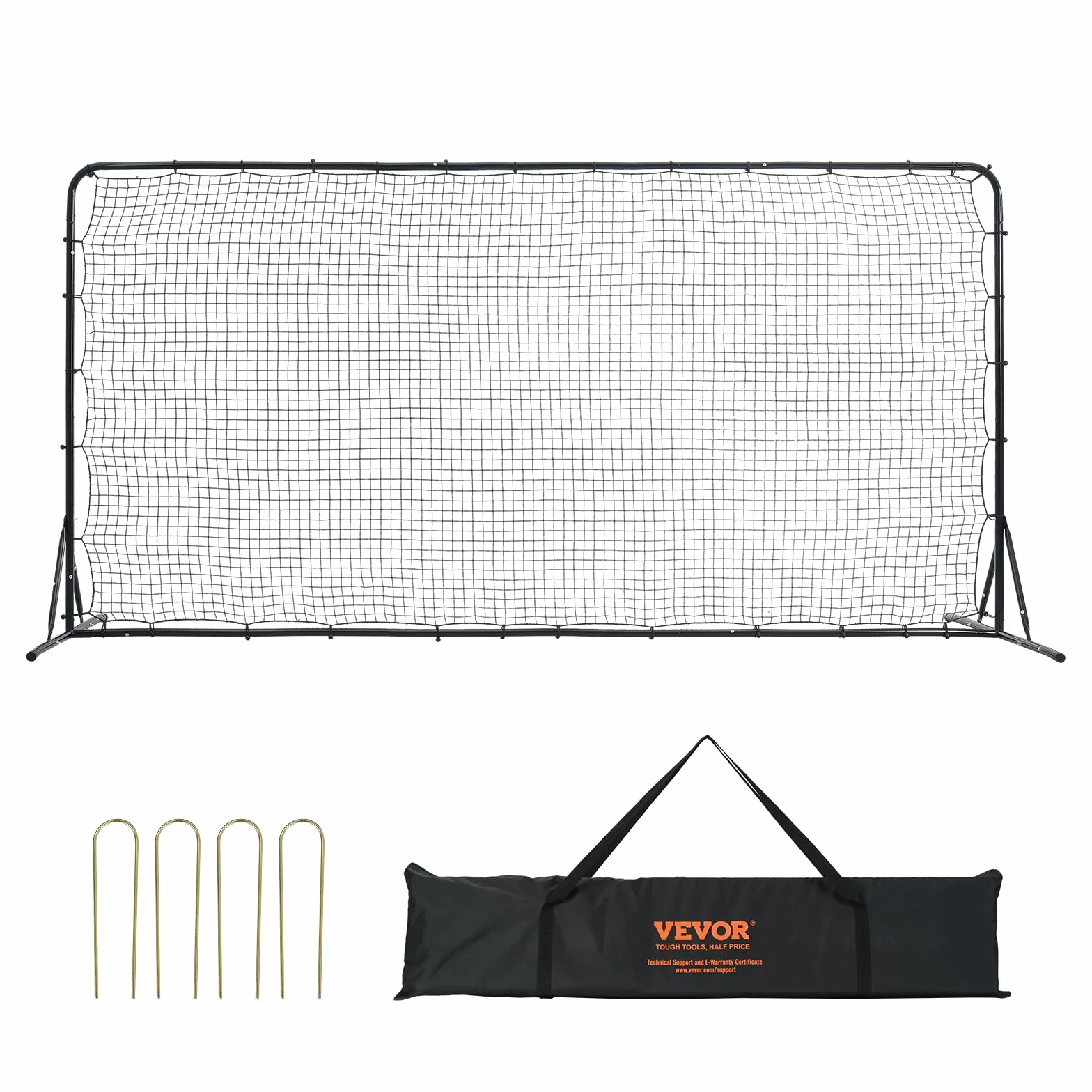 VEVOR Portería de Fútbol 366x121x183 cm Red Reboteadora de Fútbol Tubo de Hierro PE con Bolsa Portátil
