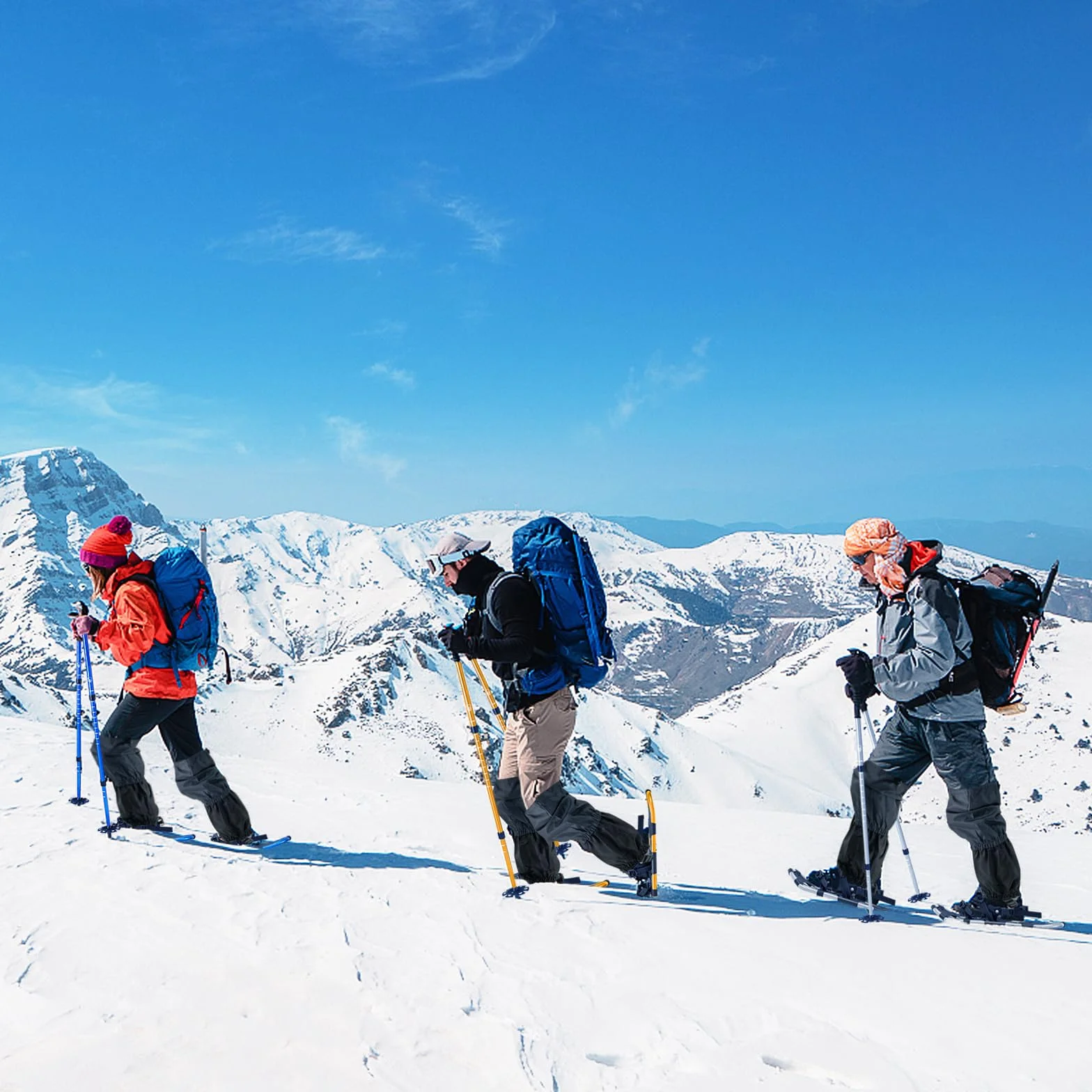 GOPLUS Raquetas de Nieve de Aluminio 53cm 63cm 78cm con Bastones Ajustables