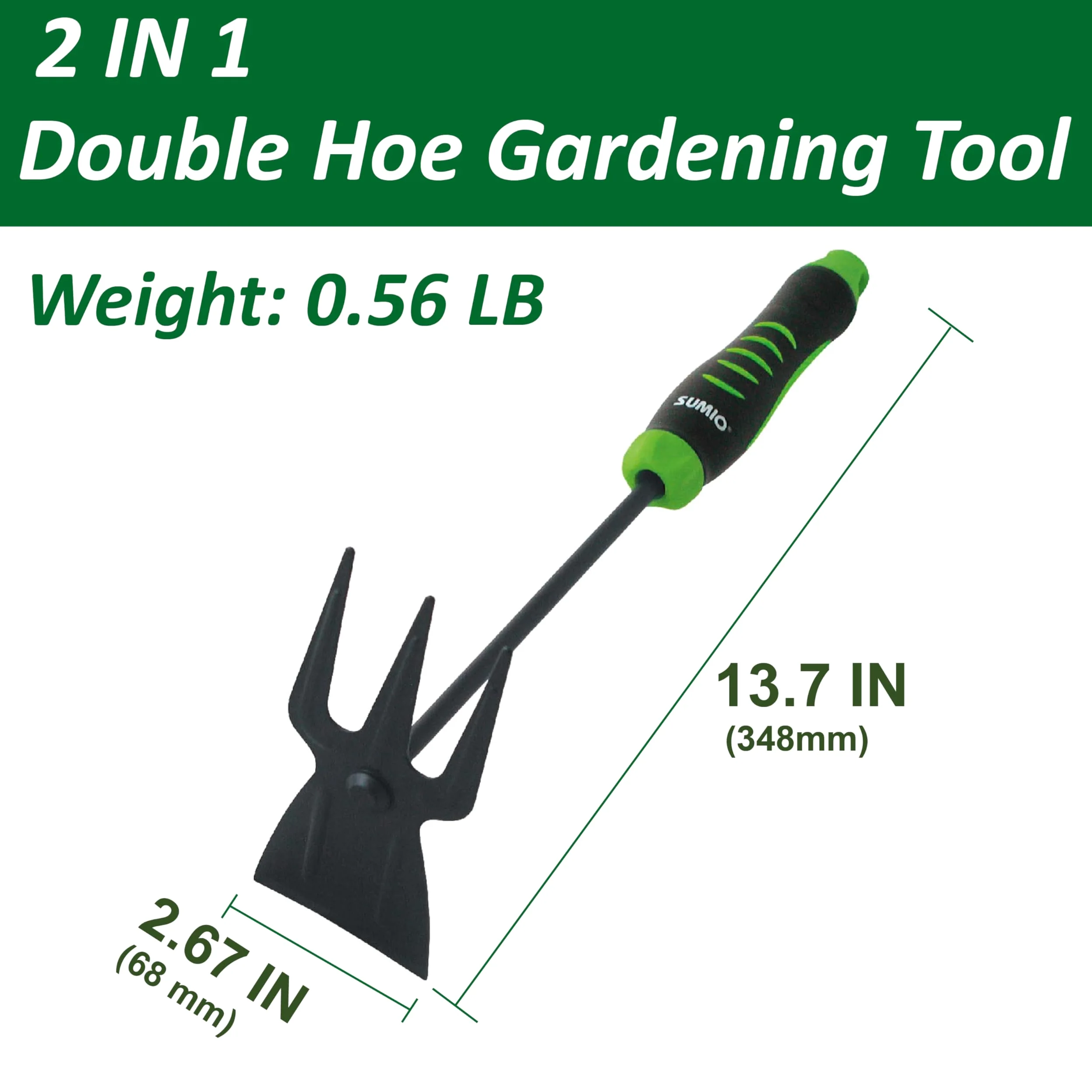 Excavadora de mano pequeña para jardín, herramienta de jardín, herramienta de deshierbe de doble cabeza, azada de jardín y cultivador, herramienta de deshierbe