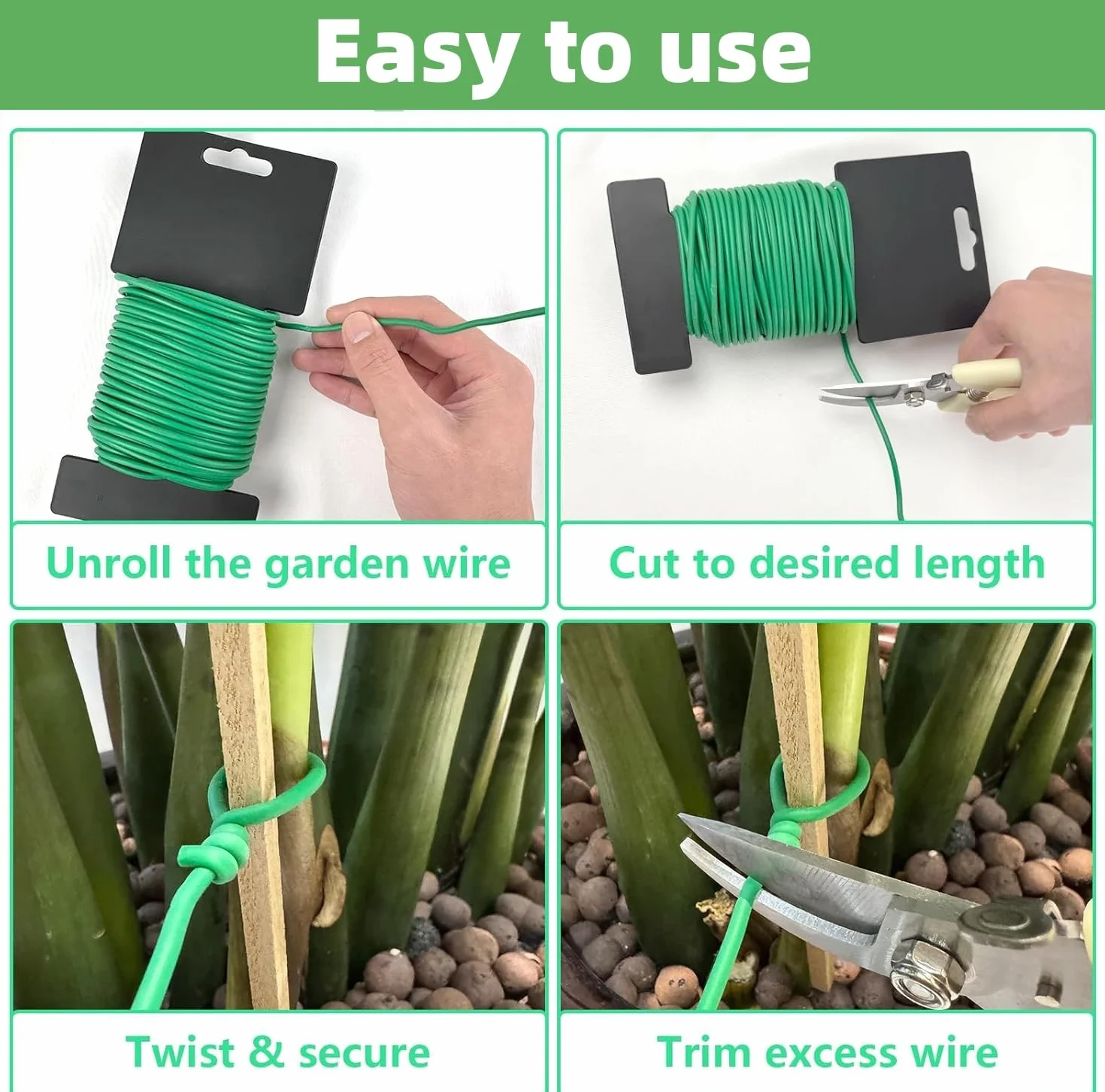 Alfven Jardín Planta Lazos, 2,5 mm x 20 m Lazos para Plantas Alambre Plastificado Lazos de Torcedura para Planta Flores para Tomates, vides y Plantas trepadoras