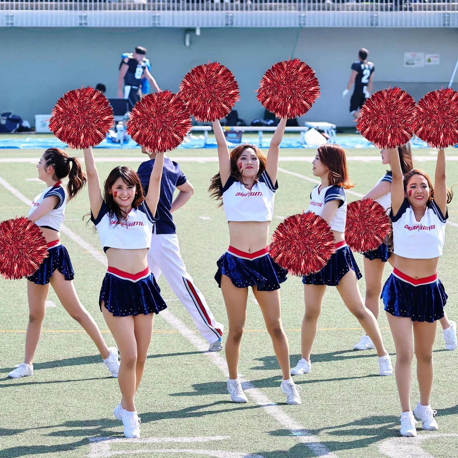 Pompones de Animadora de Plástico Azules para Competición Deportiva (Rojo)