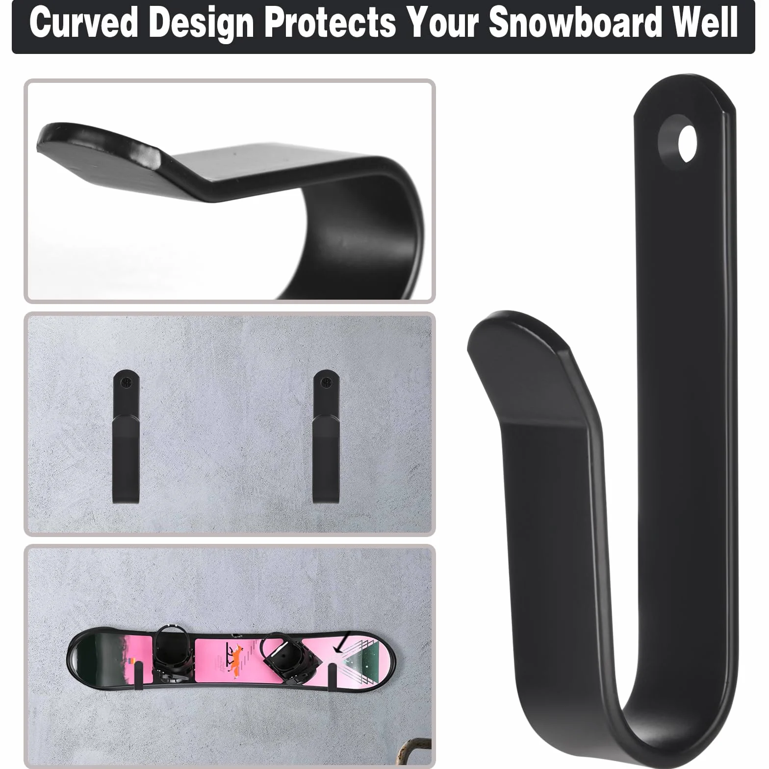 Soporte de Pared para Snowboard, Estante de Exhibición de Acero Fuerte