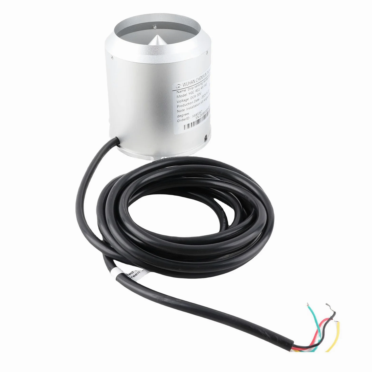 SUNGOOYUE Sensor de Pluviómetro, Aleación de Aluminio RS485 Sensor de Lluvia de 9 a 30 V, Detección óptica IP65 Resolución de 0,03 Mm para Estaciones Meteorológicas Meteorología de Riego Inteligente