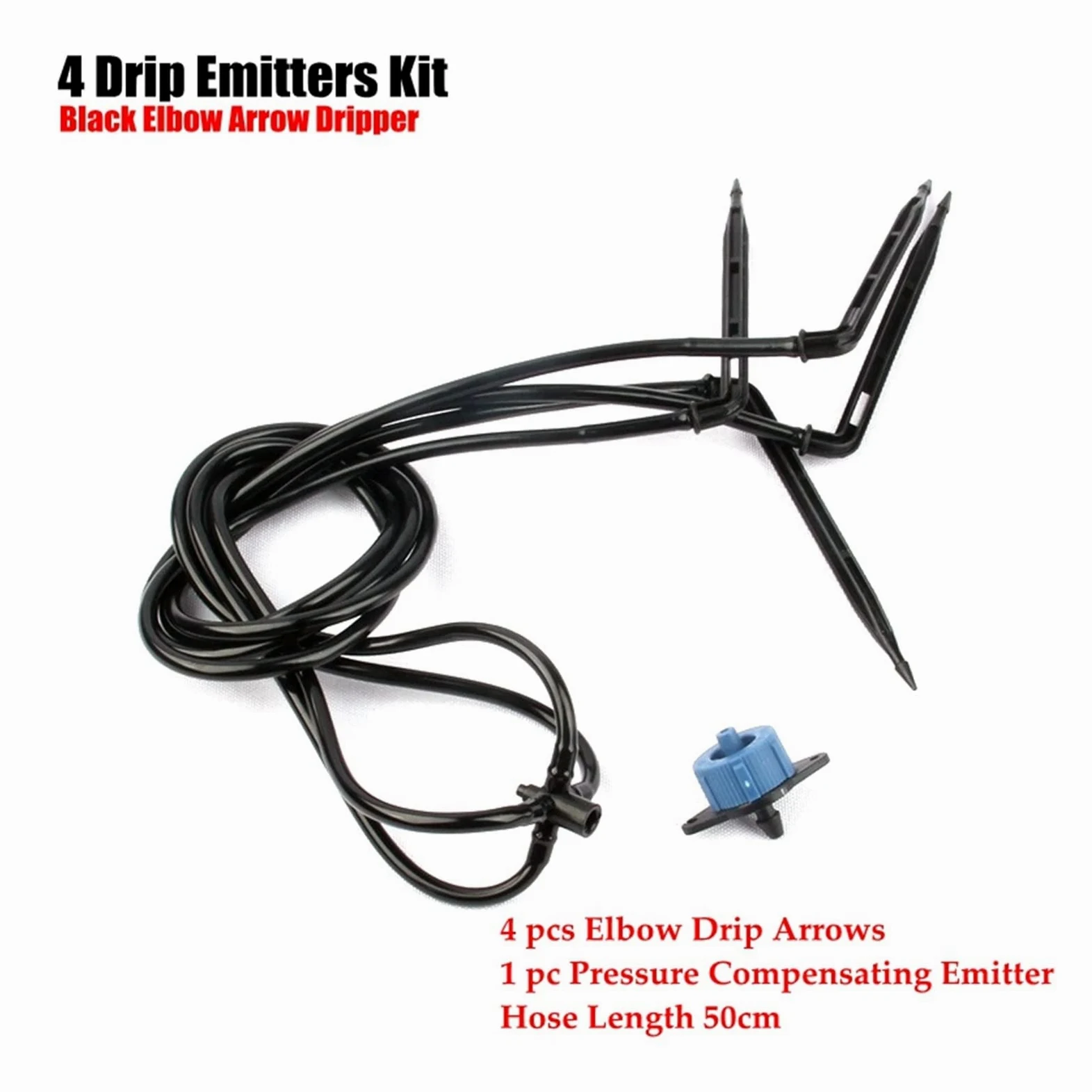 Adaptador de fontanería de jardín, kit de lanzador de flechas de goteo negro, sistema de riego de fresas, kit de lanzador de riego por goteo, riego de plantas en maceta + gotero de PC de 8