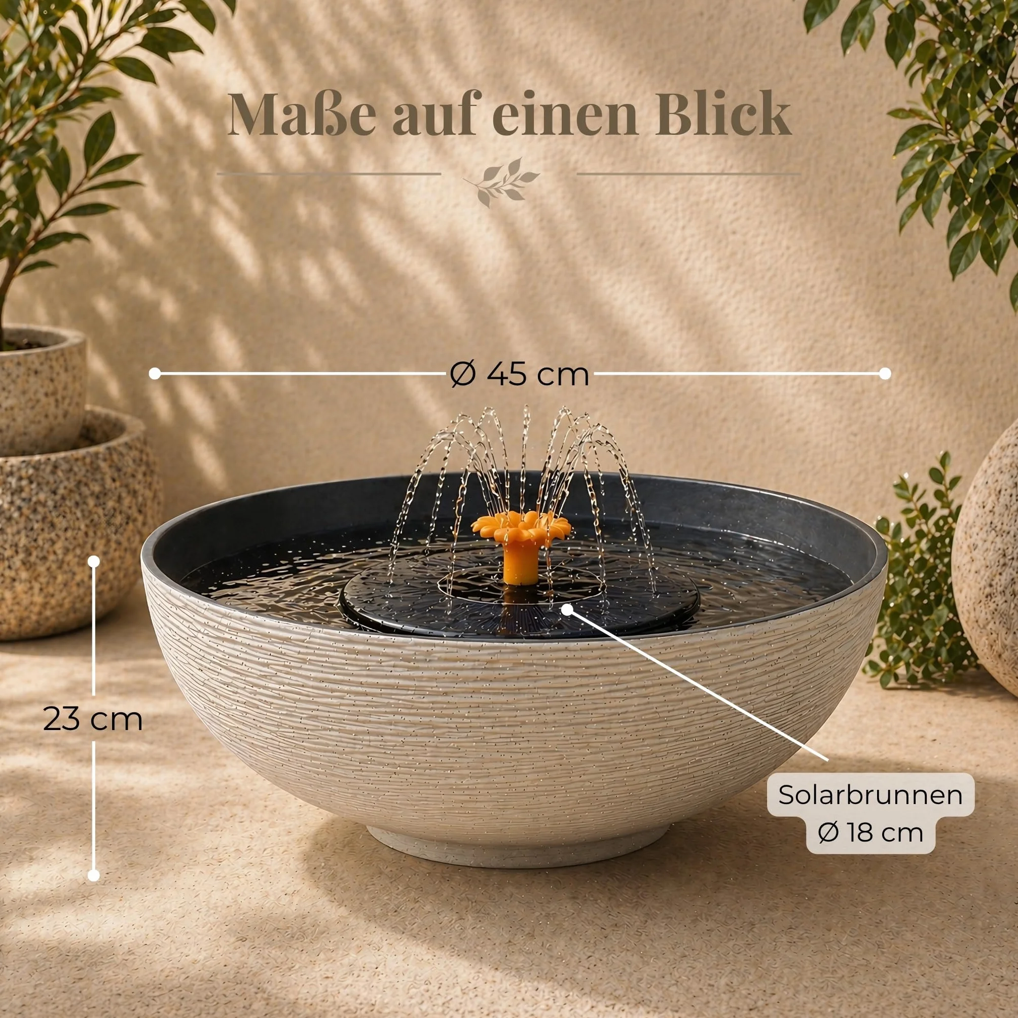 Fuente solar para exteriores antracita 45 cm jardin HOME & HOBBY