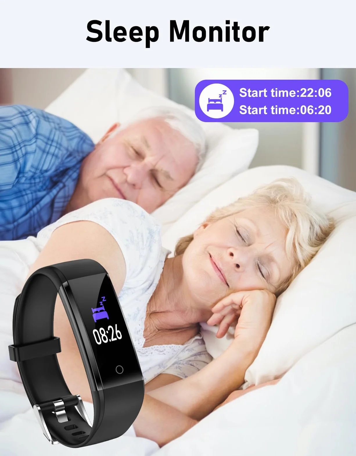 GRV Pulsera de Actividad Sin Bluetooth, Reloj Inteligente Podómetro IP68, Monitor de Sueño Pasos Calorías Distancia