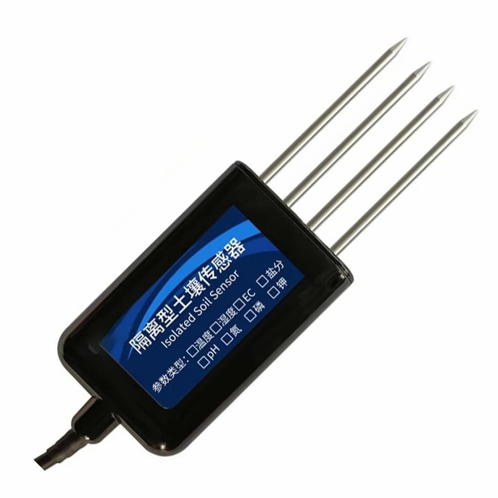 Sensor de Suelo Aislado 8 en 1: Temperatura, Humedad, Nitrógeno, Fósforo, Potasio, PH y Sal. Detector RS485.