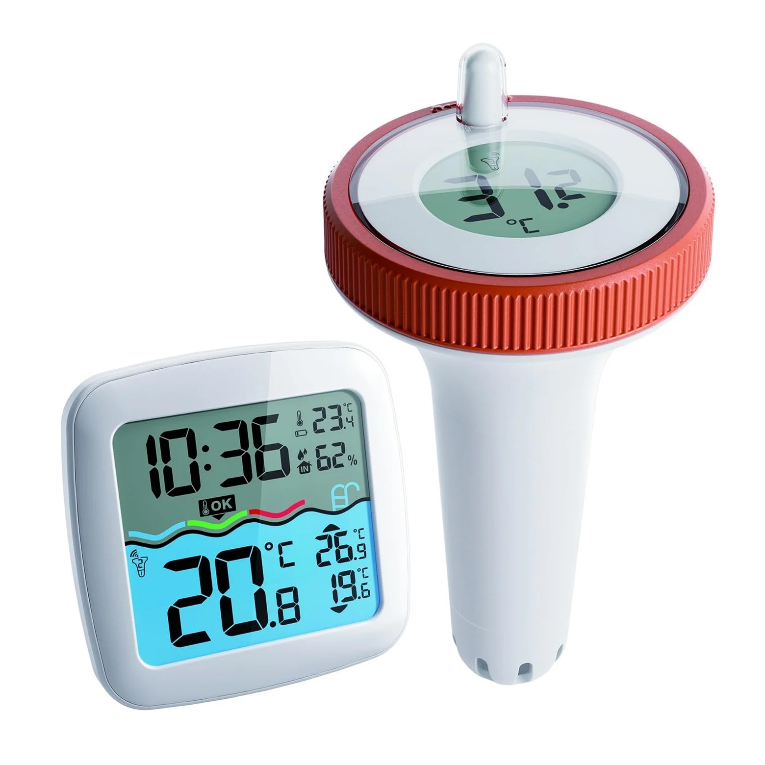 Termómetro Digital Flotante For Piscina, Control Remoto Inalámbrico, Termómetro Interior For Exteriores, For Piscina, Baño, Agua, Spas, Acuarios Monitor Precisión
