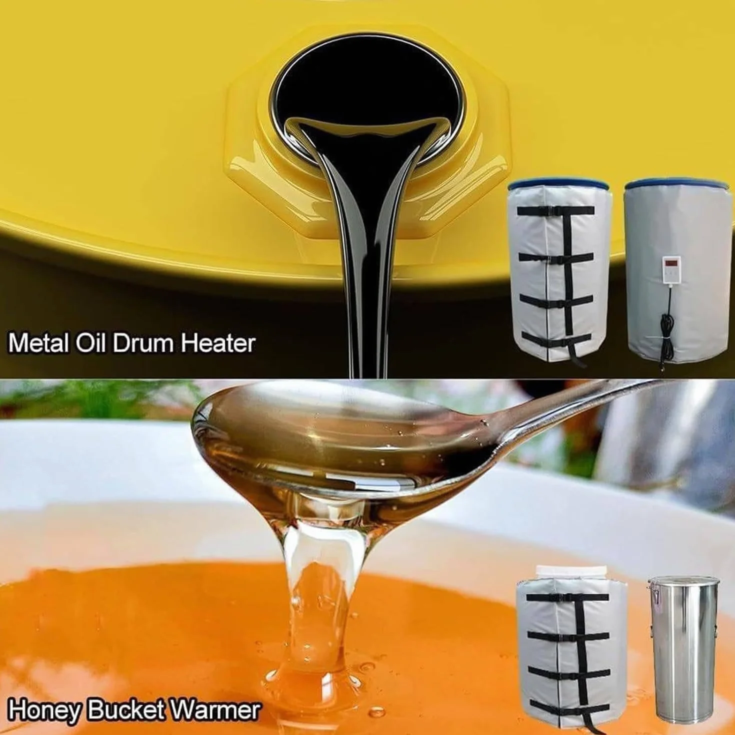Manta calefactora para Tambor IBC, Manta térmica para Tambor de Aceite de 200L, Temperatura Ajustable 0~150 ℃, Materiales aislantes Impermeables A
