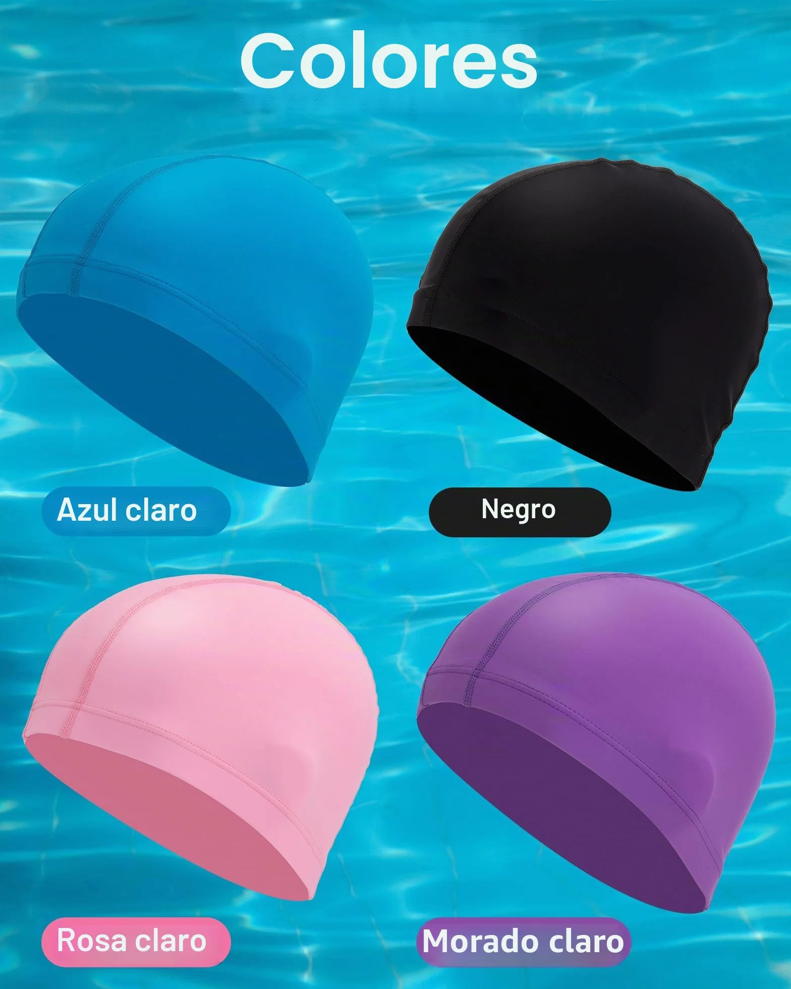 Gorro Piscina Niños Tela 4-10 Años Cómodo Elástico Duradero