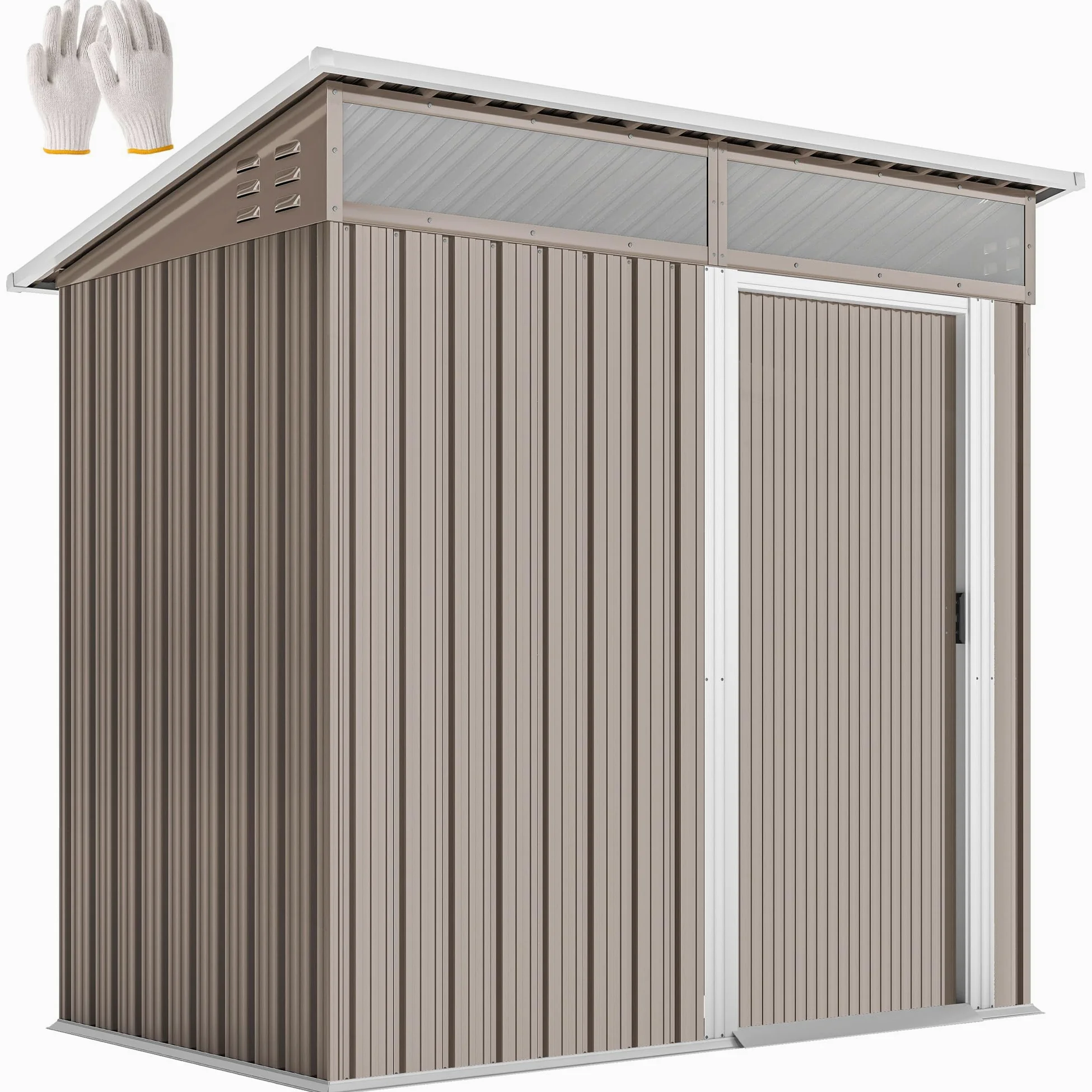 Outsunny Caseta de Jardín Exterior 1,9m² 195x122x182 cm Marrón | Cobertizo de Jardín Exterior, Base Refuerzo, Suelo NO Incluido, Puerta Corredera, Ventanas, para Patio