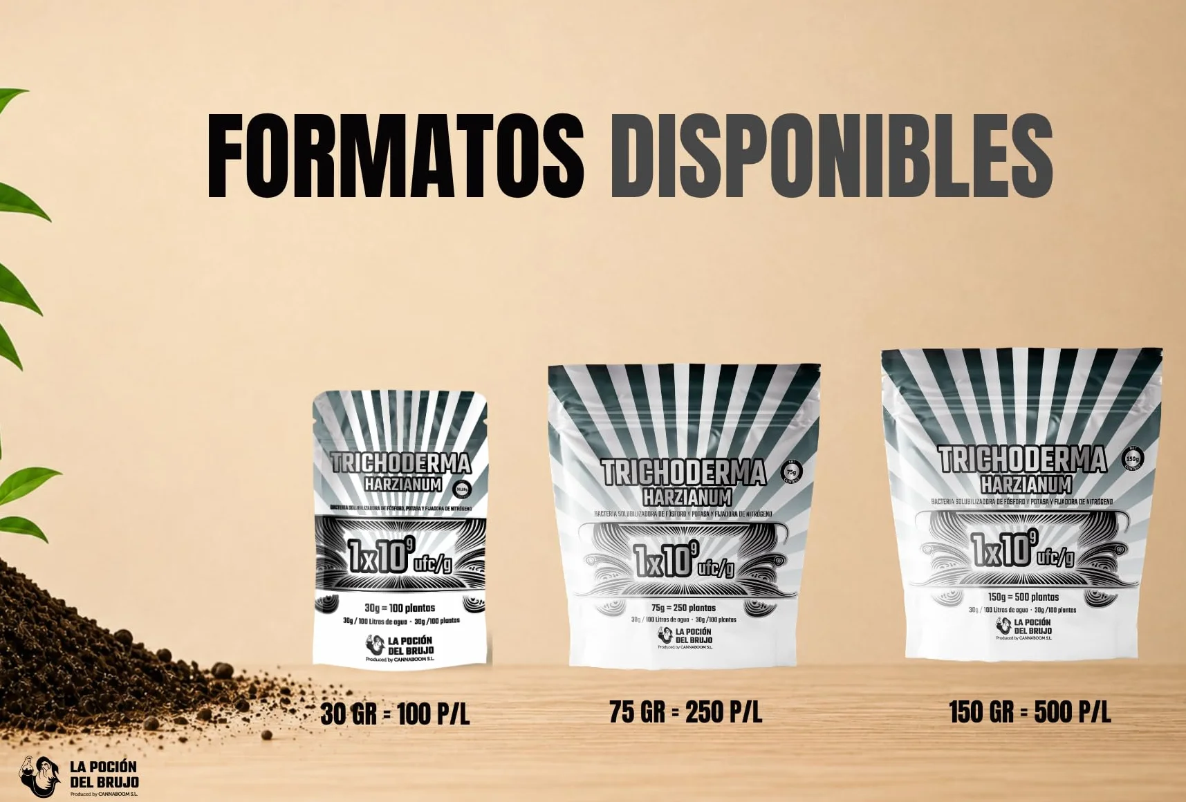 Trichoderma Harzianum = 1x10⁹ ufc/g | Bacterias de la rizosfera 1x10³ ufc/g (100p) - "Cannaboom" | Defensa radicular avanzada | Más vigor y raíces sanas | Microbiología útil de alto rendimiento