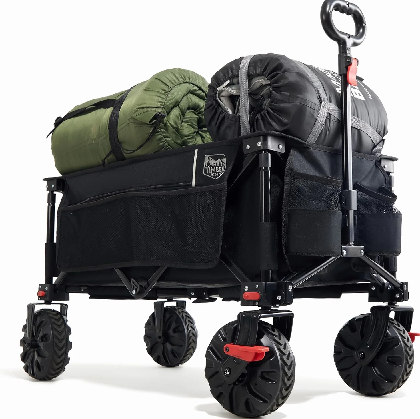 TIMBER RIDGE Carro Playa Ruedas Grandes con Freno Carrito Plegable Transporte para Jardín Playa Campaña Compra al Aire Libre Carreta con Bolsa de Cubierta Ruedas Amovibles Mango Ajustable hasta 100kg