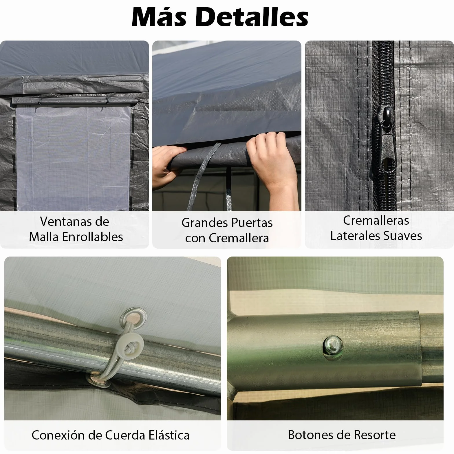 COSTWAY Garaje Exterior para Coche 5,95 X 3 m, 8 Paredes Laterales Desmontables, Puertas Enrollables, Ventanas Ventiladas, Carpa para Garaje para SUV Camión