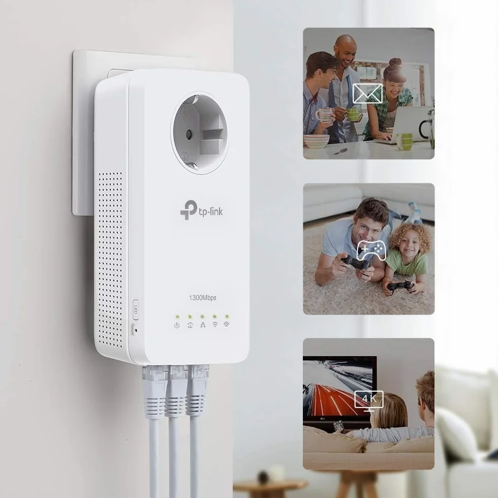 TP-Link TL-WPA8631P Kit Repetidor WiFi PLC Powerline AC1200 2.4GHz/5GHz 3 Puertos Gigabit Negro