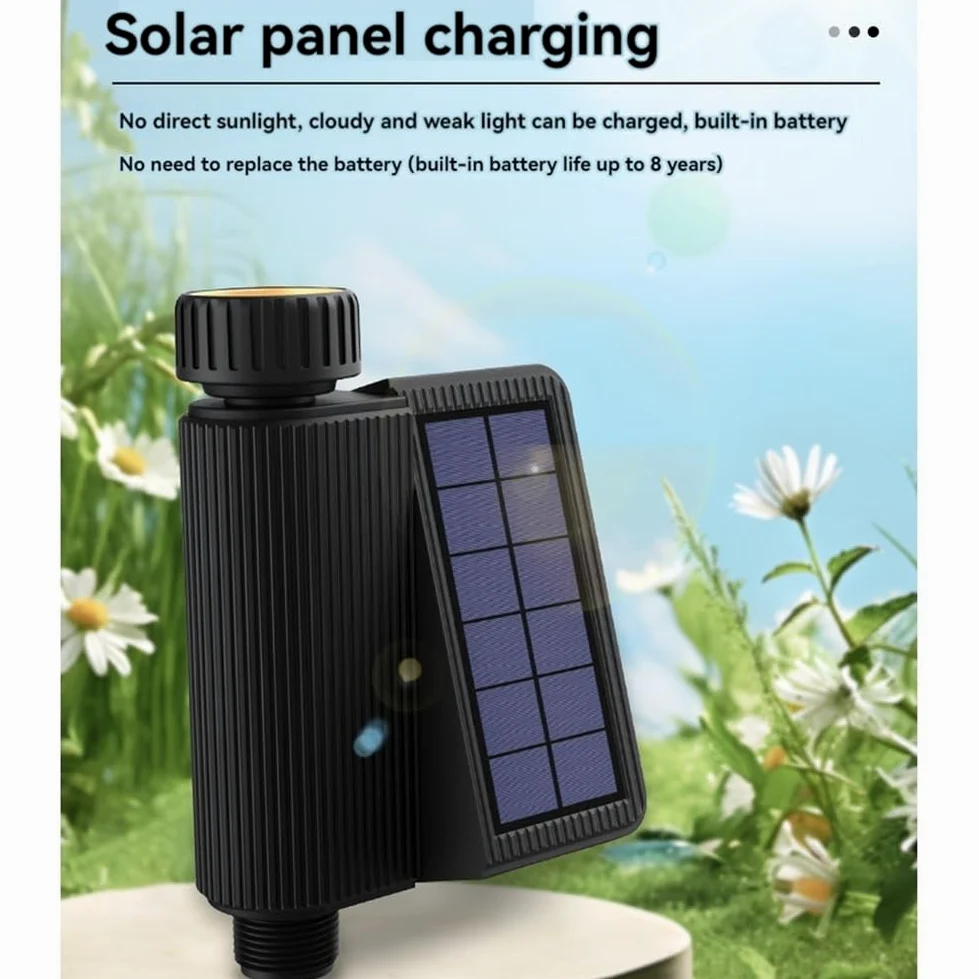 Regadera Solar WIFI, Aspersor Inteligente con Temporizador para Jardín con Sensor de Humedad y Temperatura del Suelo, Herramienta de Riego Automático de Flores