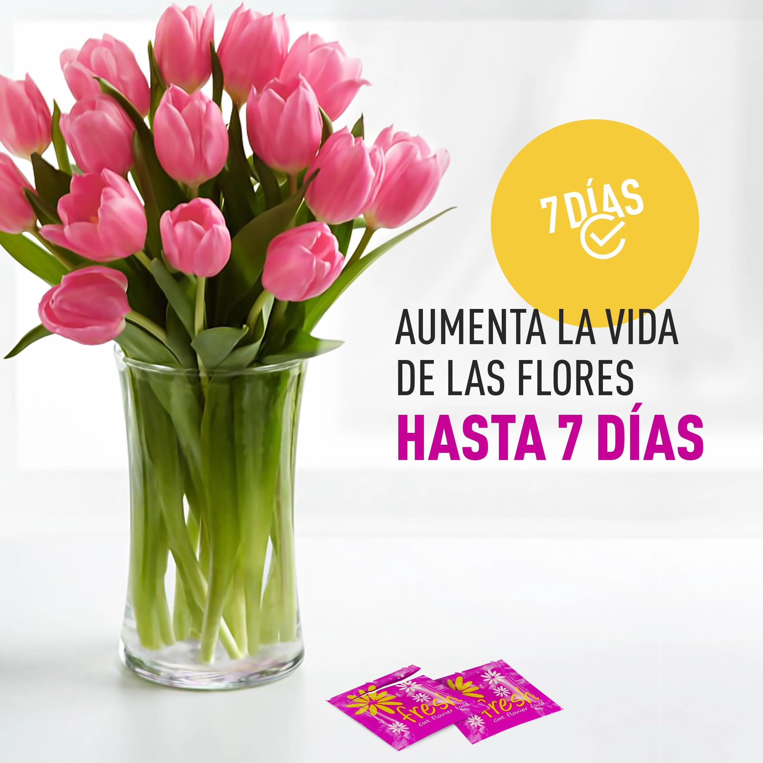Pack de 15 Sobrecitos de Conservante Para Flor Cortada, Comida Para Flores Frescas Cortadas, 15 Paquetes de Conservante Total, 7.5L de Conservante Líquido