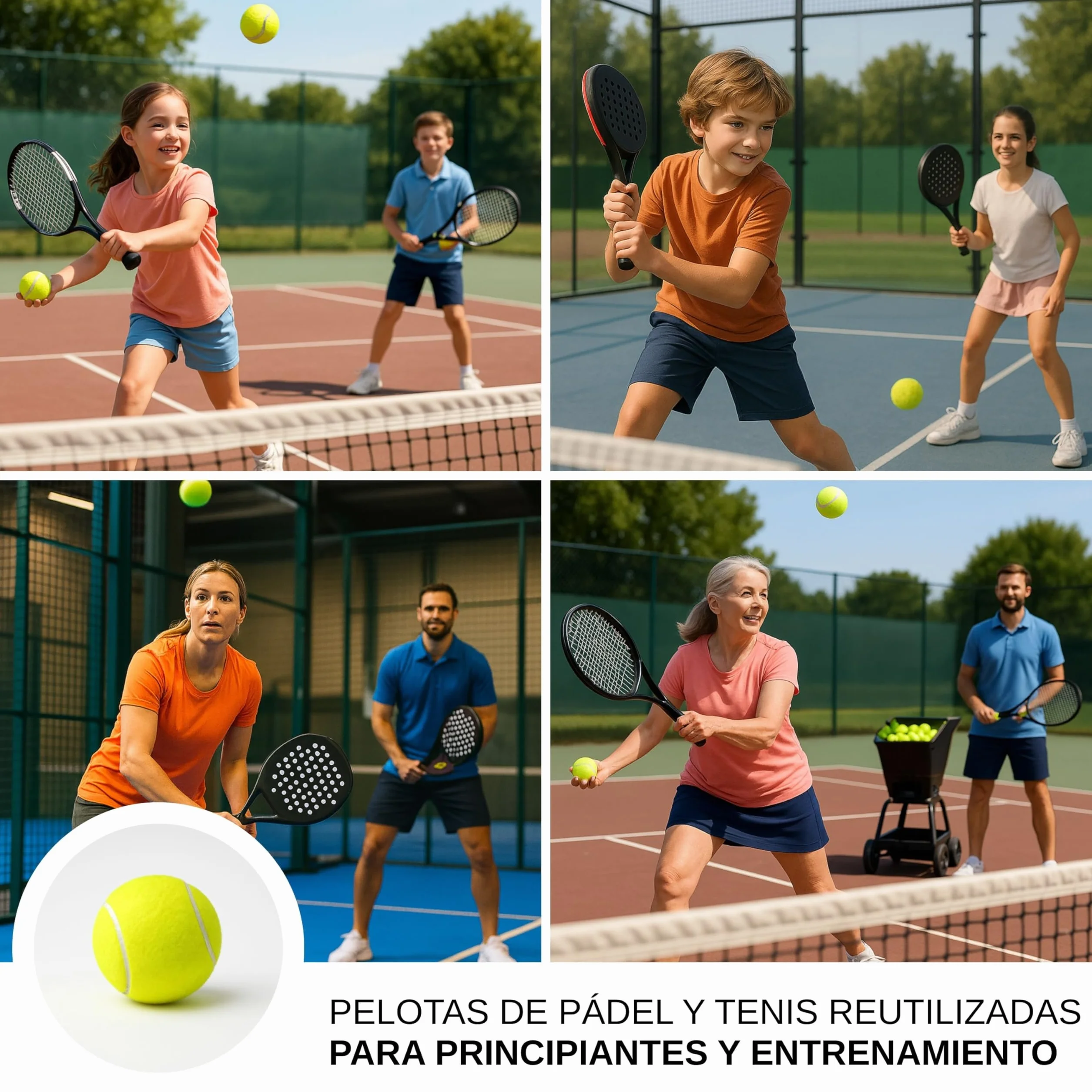 Pelotas de pádel recicladas 72 unidades para principiantes entrenamiento y perros