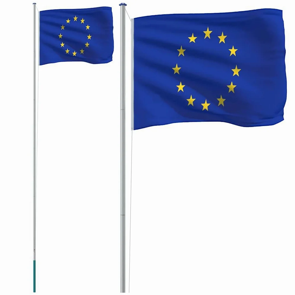 Genérico Mástil y Bandera de Europa Aluminio 6,23 m,Casa y jardín,Decoración,Banderas y Mangas de viento-3147114
