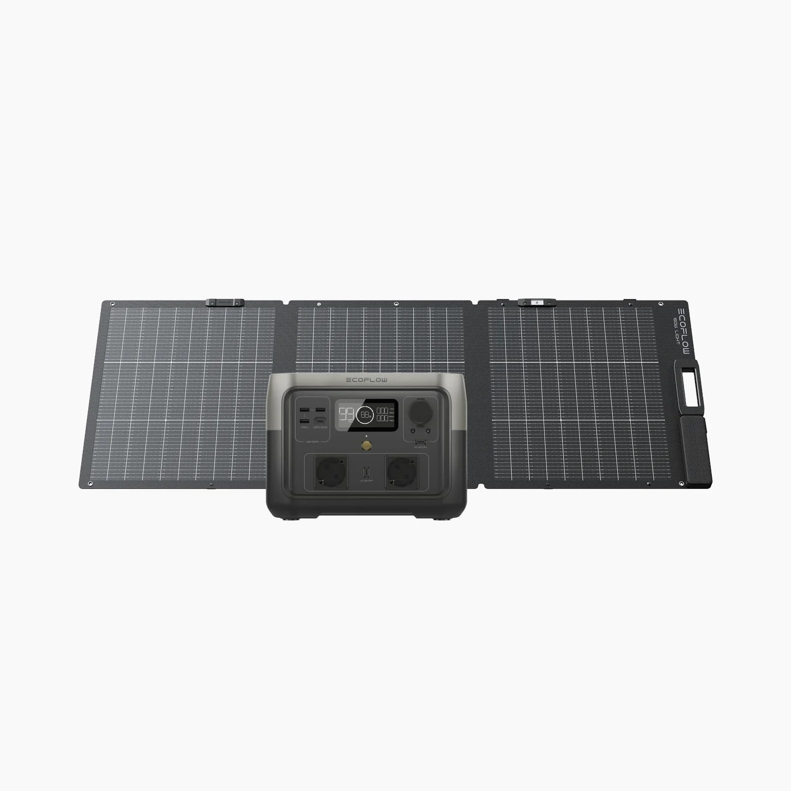 Estación de energía portátil ECOFLOW RIVER 2 MAX con panel solar 160 W | Batería LFP, sólo pequeños Defectos en el Embalaje, el Producto está Completamente sin Usar (Reacondicionado)