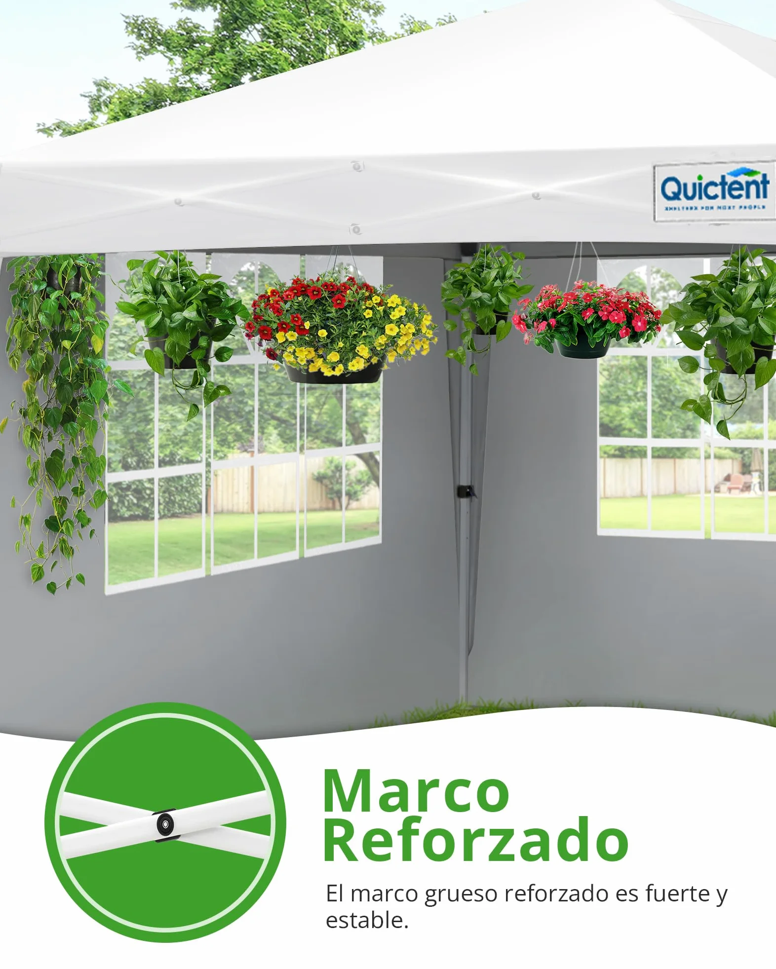 Quictent Carpa Plegable 3x3m Gazebo con Paredes Laterales Extraíbles, Refugio para Eventos de Altura Ajustable, Tienda Portátil para Fiesta de Jardín y Camping, Blanco | Carpa de jardín con paredes laterales, protección UV 50+, bolsa de transporte, marco
