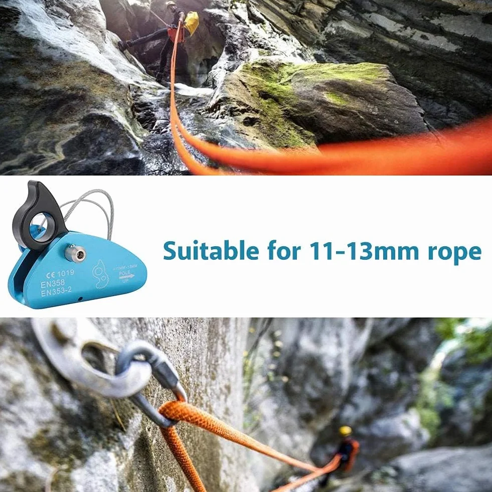 Alomejor Autofrenante Escalada Descendente Mosquetón Cuerda Pinza Agarradera