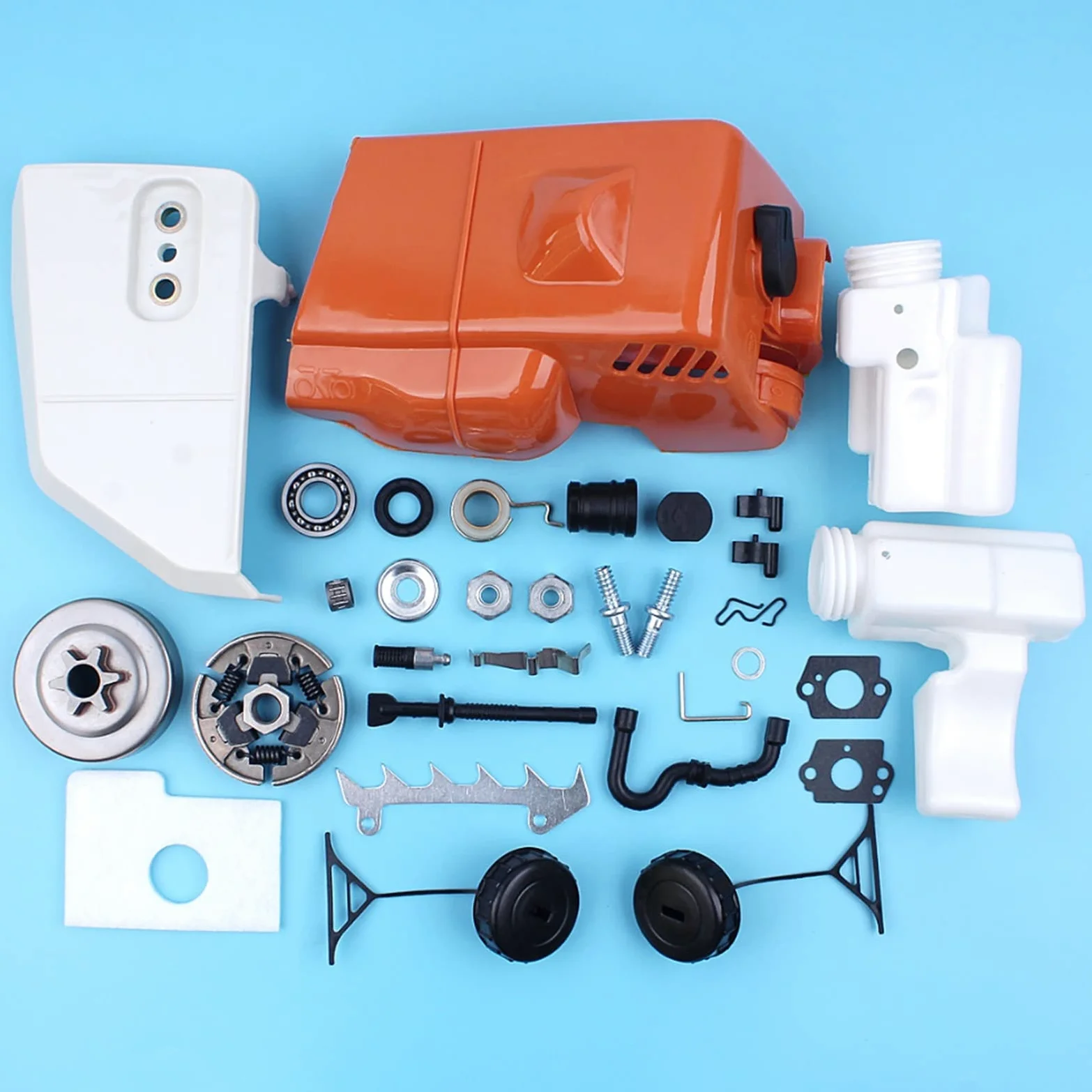 Cubierta de piñón de Embrague, Tambor de Embrague, Filtro de Aire y Combustible, Kit de Tapa de Tanque Apto for Motosierra Stihl 017 018 MS170 MS180 con Engranaje Wrom de espárrago de línea