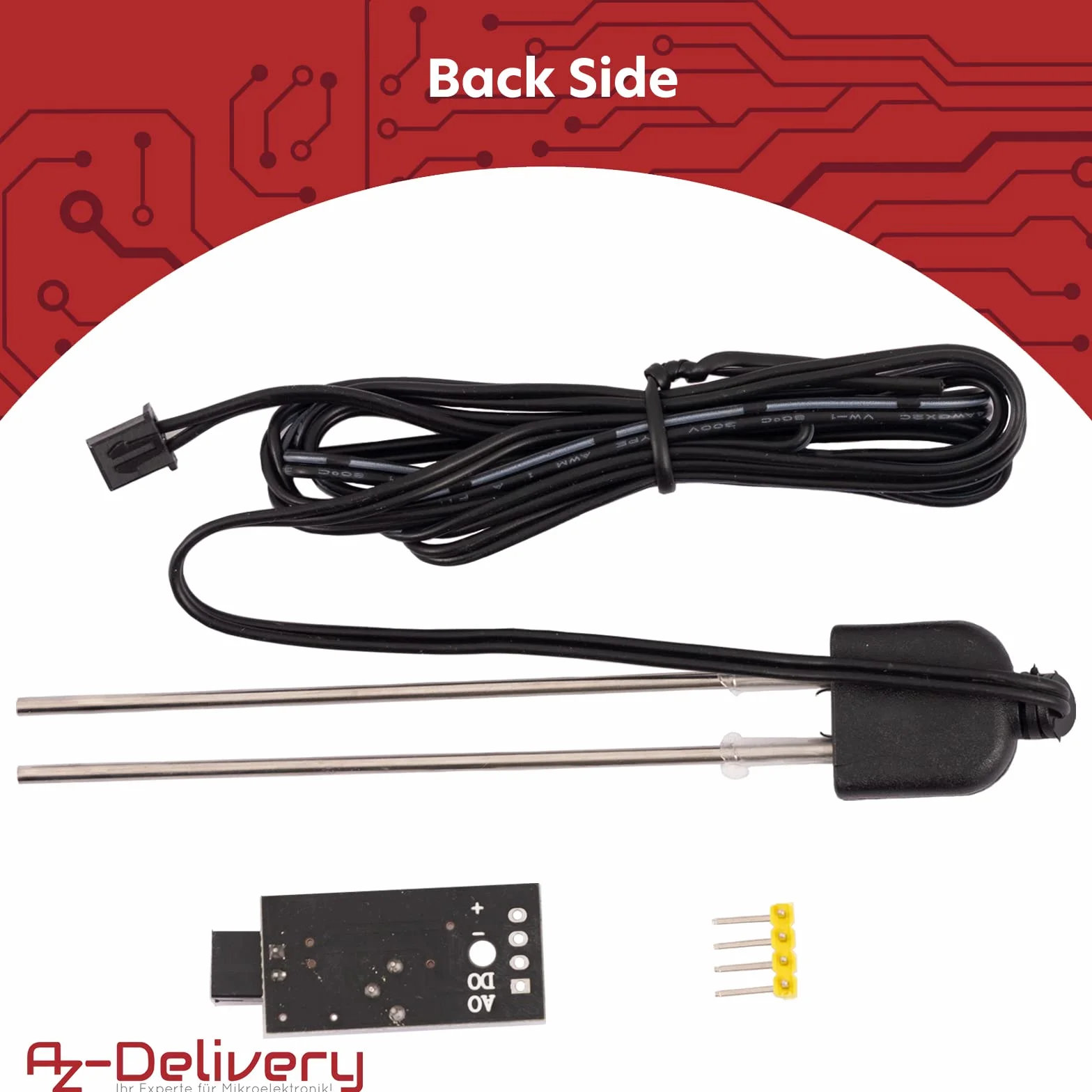 AZDelivery 3 Sensores de Humedad del Suelo con Sonda Anticorrosión para Plantas, Compatible con Arduino y Raspberry Pi, Ideal para Riego Automático