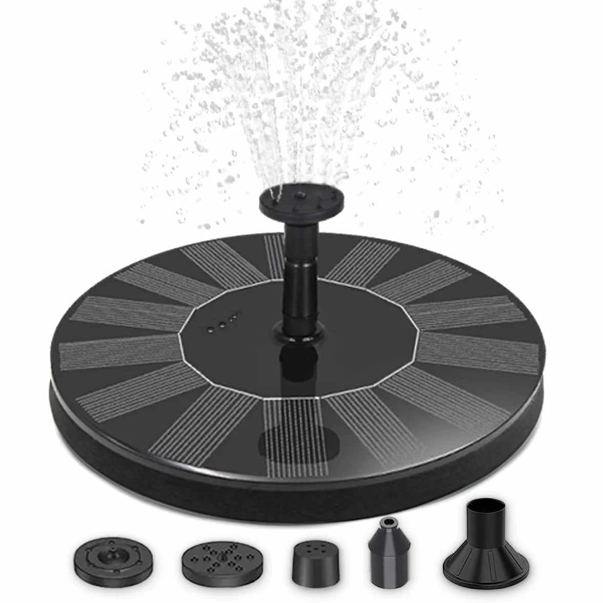 matches21 HOME & HOBBY Juego de fuente solar para exteriores, 45 x 23 cm, cuenco decorativo gris y flotante, fuente de agua para exteriores, fuente de jardín como balcón, baño para pájaros