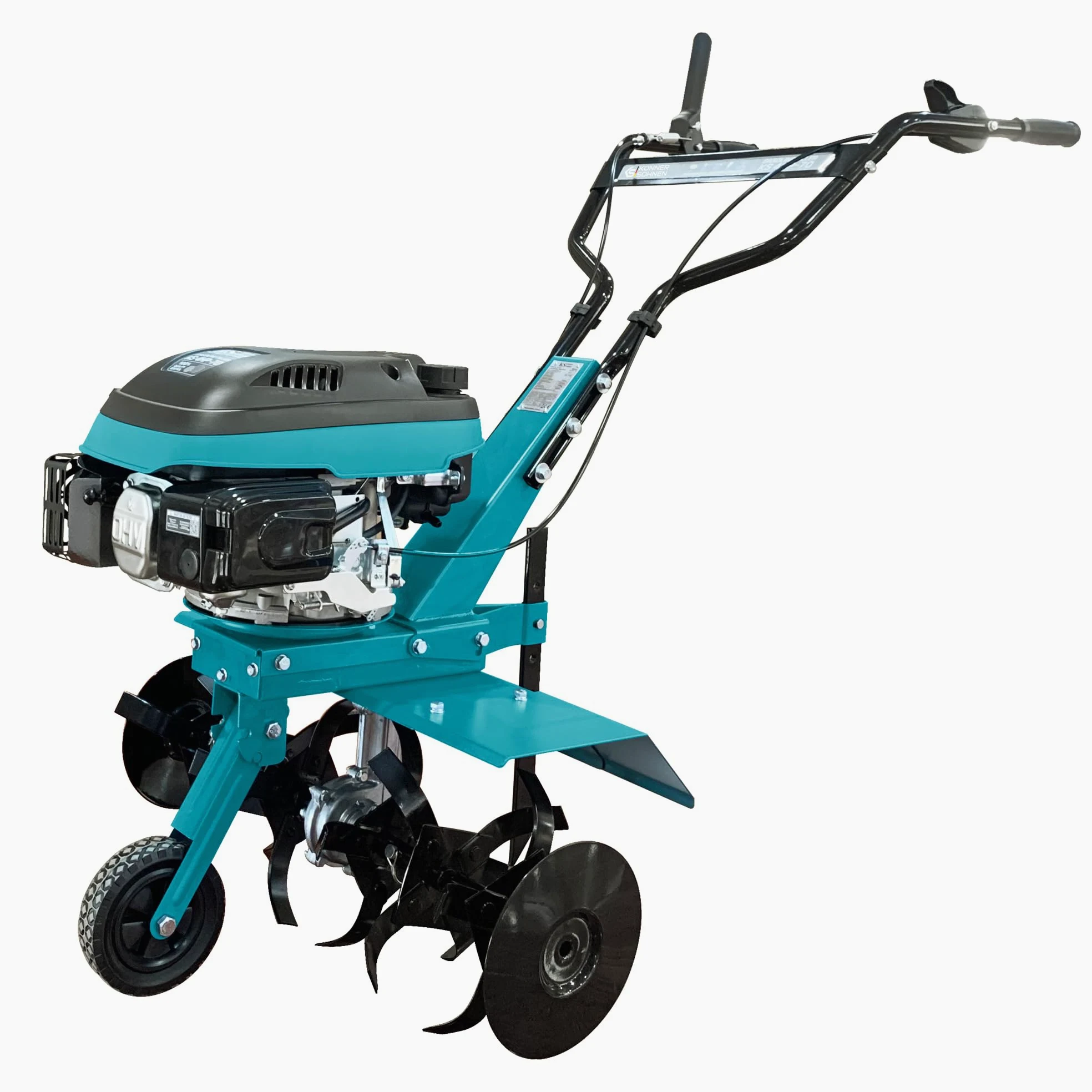 Könner & Söhnen KS 4HP-70 - Motobloque de Gasolina con accionamiento por Correa, motocultor con Fresa Sable forjada, Ancho de Trabajo ≤ 70 cm, Profundidad de Trabajo ≤ 27 cm, Potencia del Motor 4