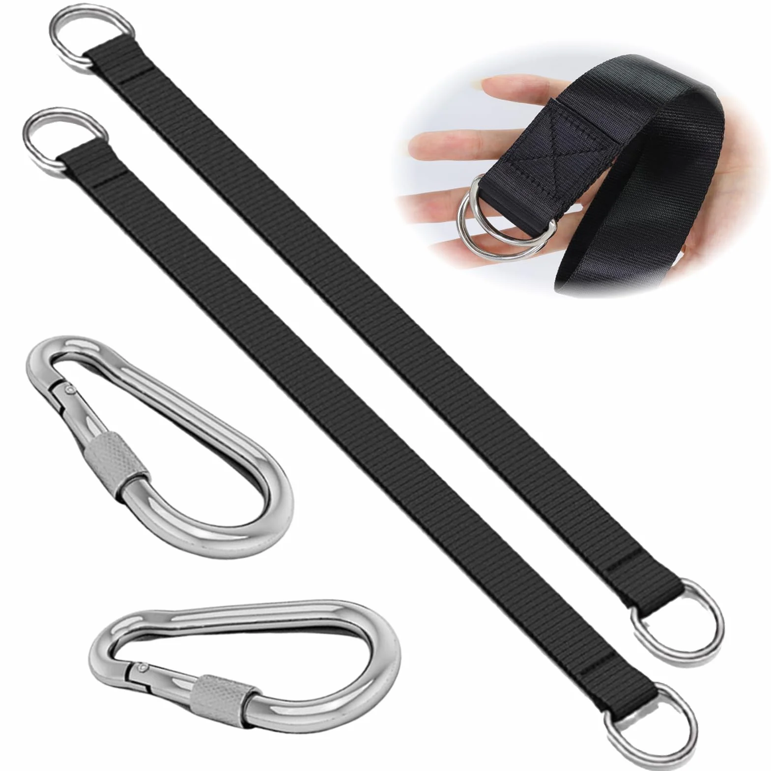 2 Piezas Correas De Hamaca, Kit De Correas para Colgar Columpios, Hamaca Correas Árbol con 2 Mosquetón Y Anillos En D, Sillas Colgantes, Hamacas De Jardín, Yoga Aéreo Y Juegos Al Aire Libre