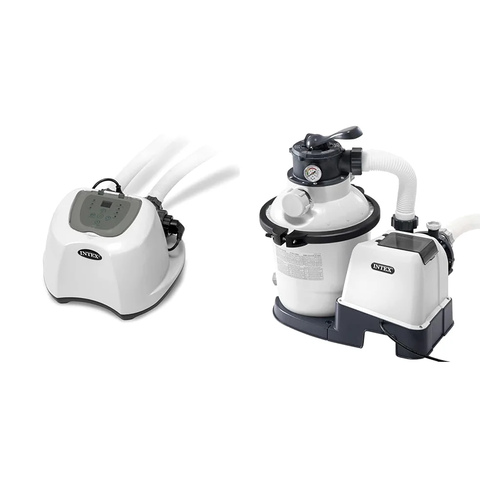 INTEX Clorador salino, clorador salino para Piscinas, 5 Gramos/Hora, Piscinas Desmontables pequeñas & 26644 - Depuradora de Arena Krystal Clear 7500 L/H, para Piscinas Desmontables de hasta 29100