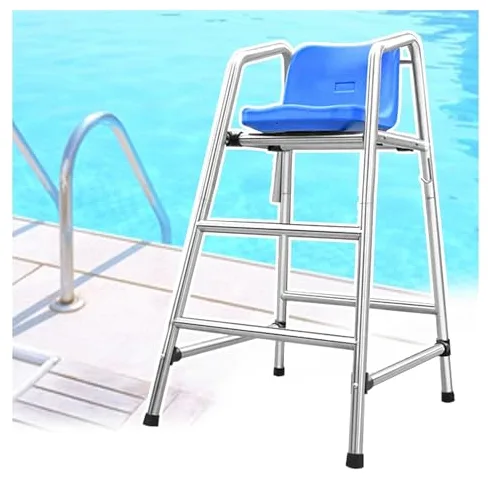 Genérico Escaleras para Piscinas Silla de Salvavidas Acero Inoxidable Observación de socorristas Playa Piscinas Cancha de Tenis Árbitro Socorristas Altos, Silla de Salvavidas para Piscina con Gancho