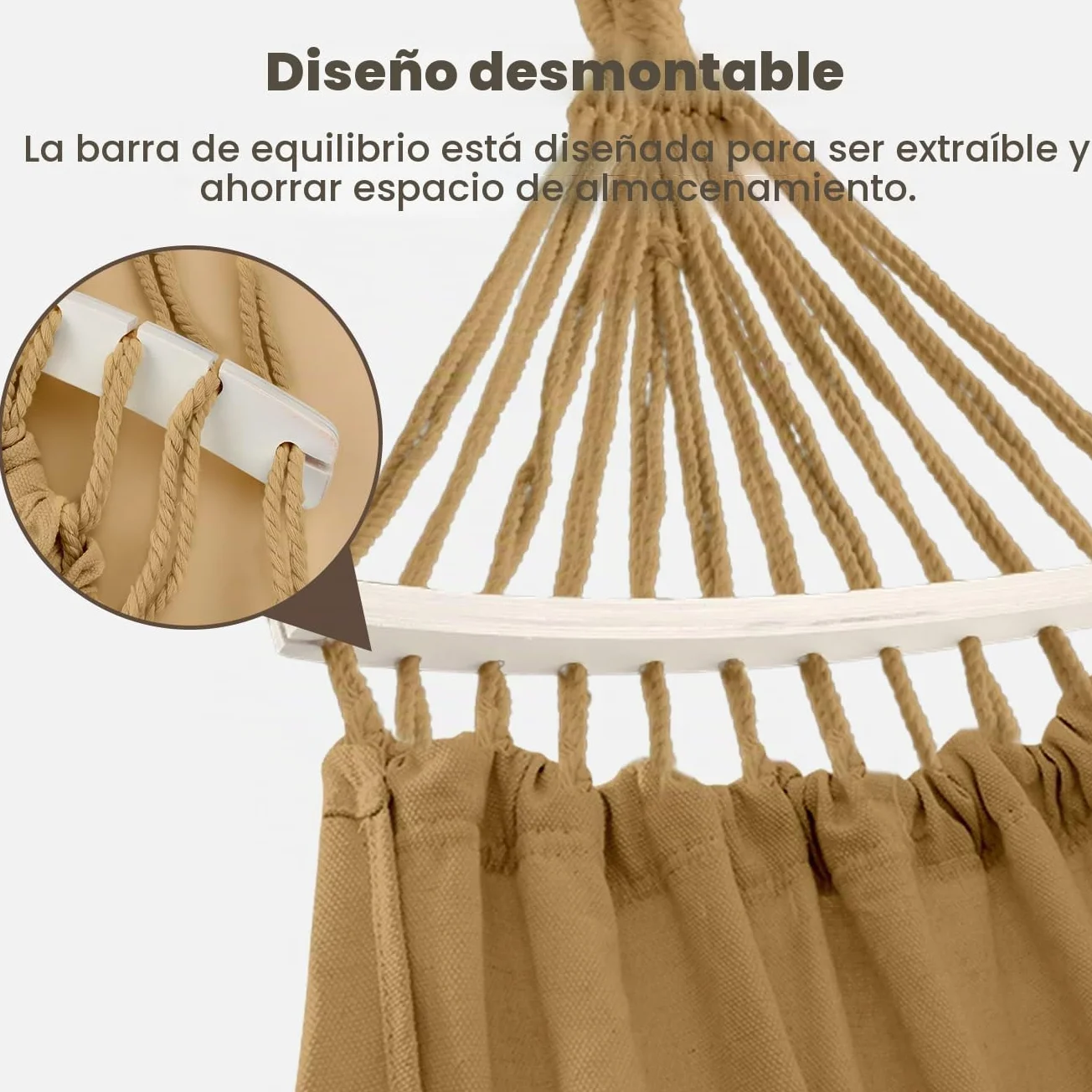 MOSFiATA Hamaca Jardin Boho, Hamaca Colgante con Flecos und Travesaño, Hamacas Tela Cómoda & Fácil de Montar, Capacidad de Carga de 250 kg