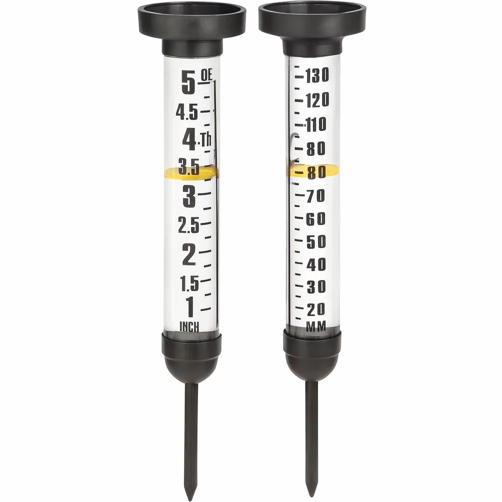 CKB LTD Pluviómetro con Pica para Exteriores – Medidor Extra Grande de Medición de Precipitaciones de Agua de Doble Escala con Estaca de Suelo para Césped, Jardín, Granjas y Campos de Golf, 100 cm de