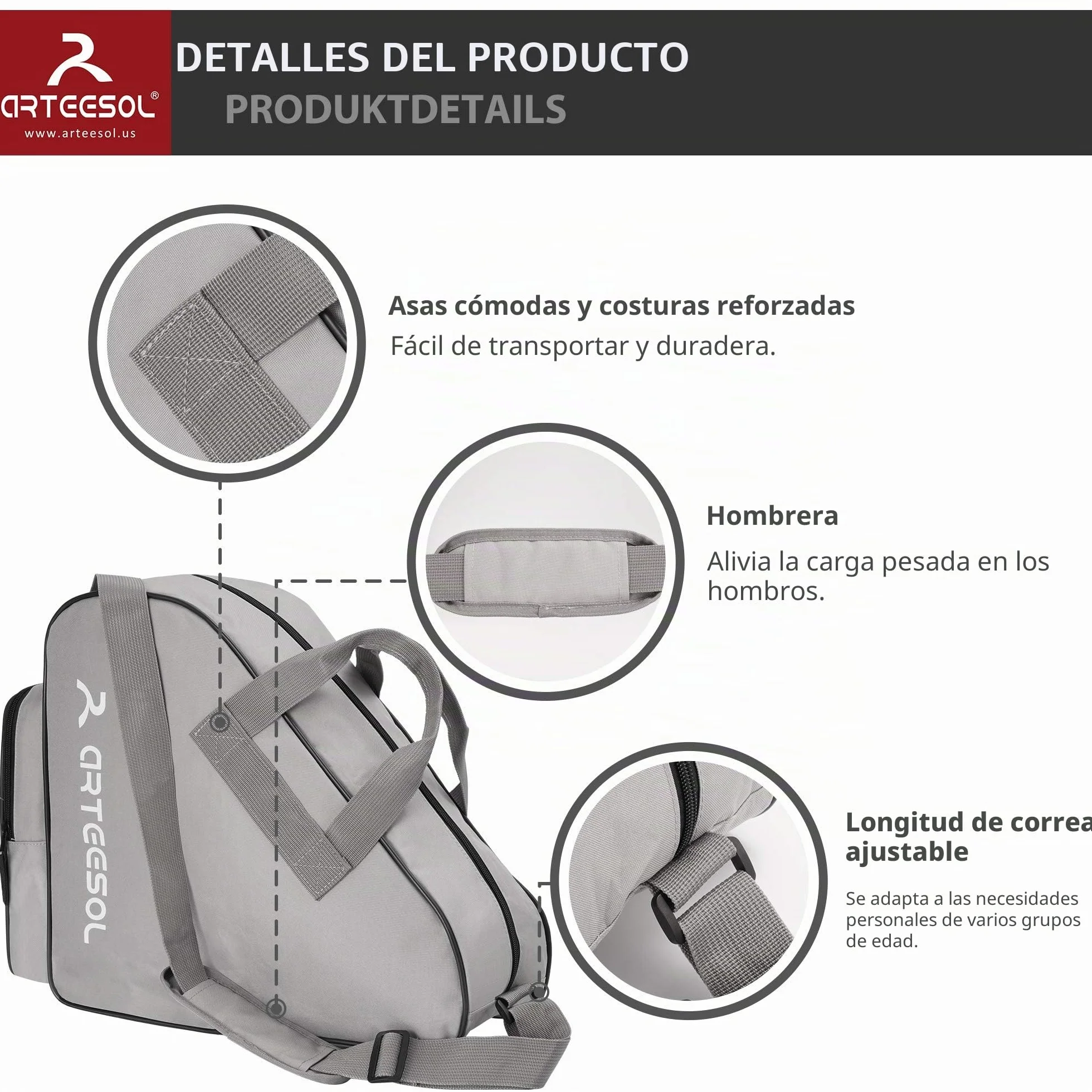 Bolsa para Patines de Hielo y en Línea para Niños y Adultos