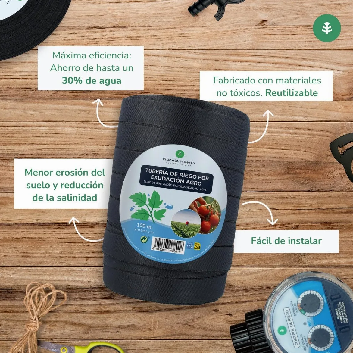 PLANETA HUERTO | Rollo Exudación (100 m, Agro)