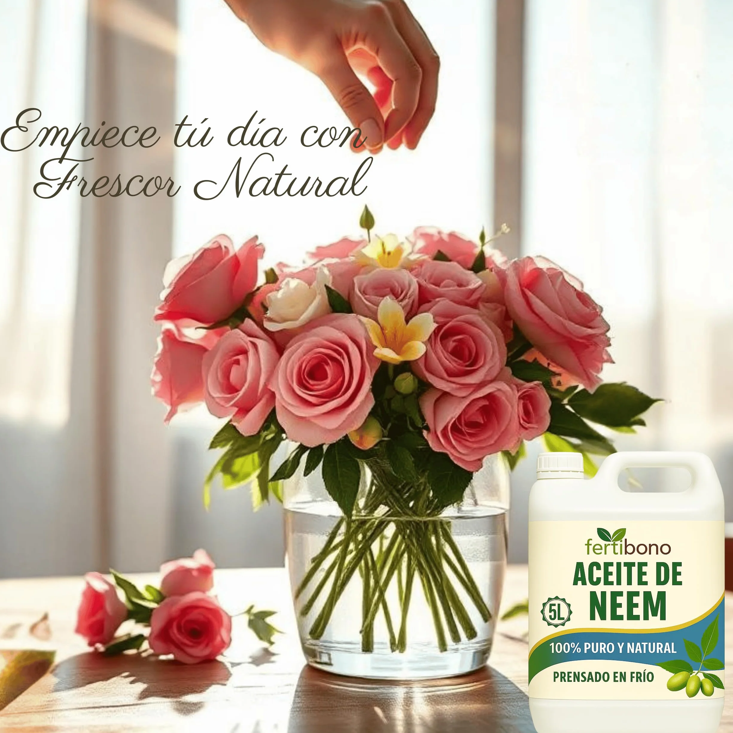 FERTIBONO Aceite de Neem 100% Puro y Natural - Extraído de Semillas - Vitalidad y Bienestar para Plantas - Hidratación y Nutrición Natural - Residuo Cero - 5L