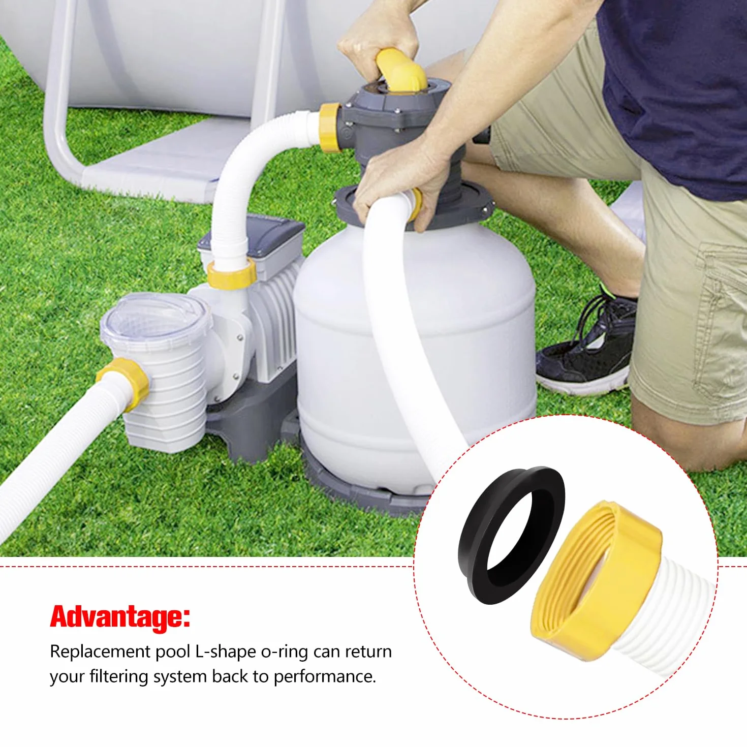 YIXISI 4 Piezas 11228 Juntas Tóricas de Piscina, Junta Tórica de Repuesto para Piscina, Arandelas de Repuesto para Bomba de Arena, Compatible con Intex 26323CA, 26323EH, 26331CA