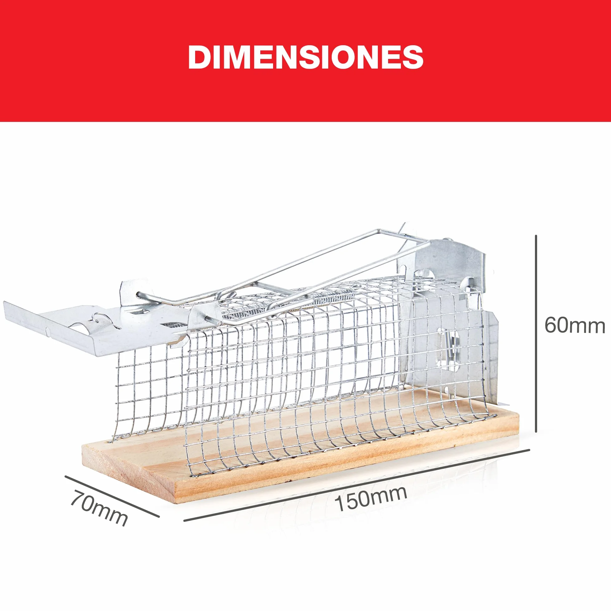SWISSINNO Jaula para Ratones, Construida en madera y metal, Atrapar + soltar, Diseño seguro, Uso interior y exterior, Segura para niños y mascotas, Fabricado en Europa, 1x Trampa
