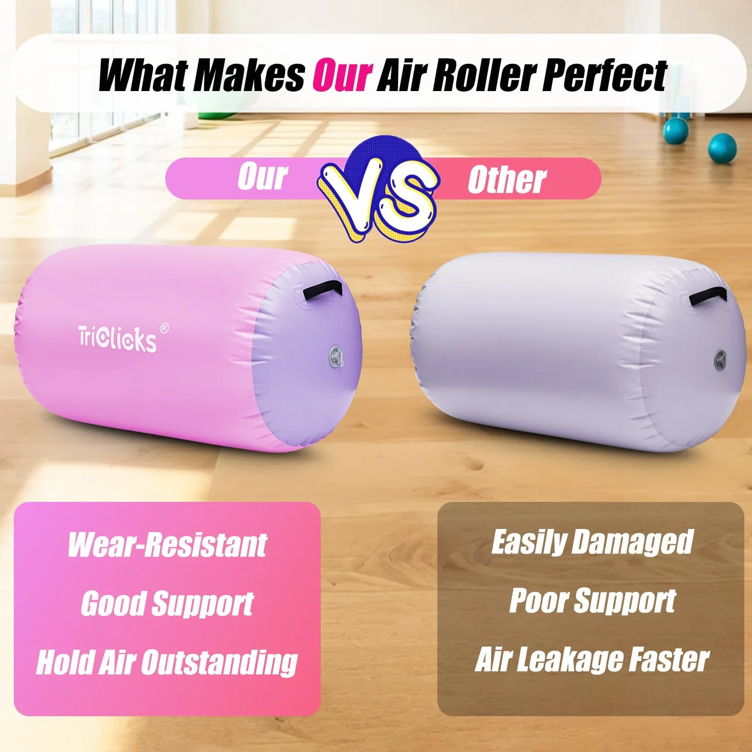 Colchoneta inflable para gimnasia con rodillo de aire, yoga, entrenamiento