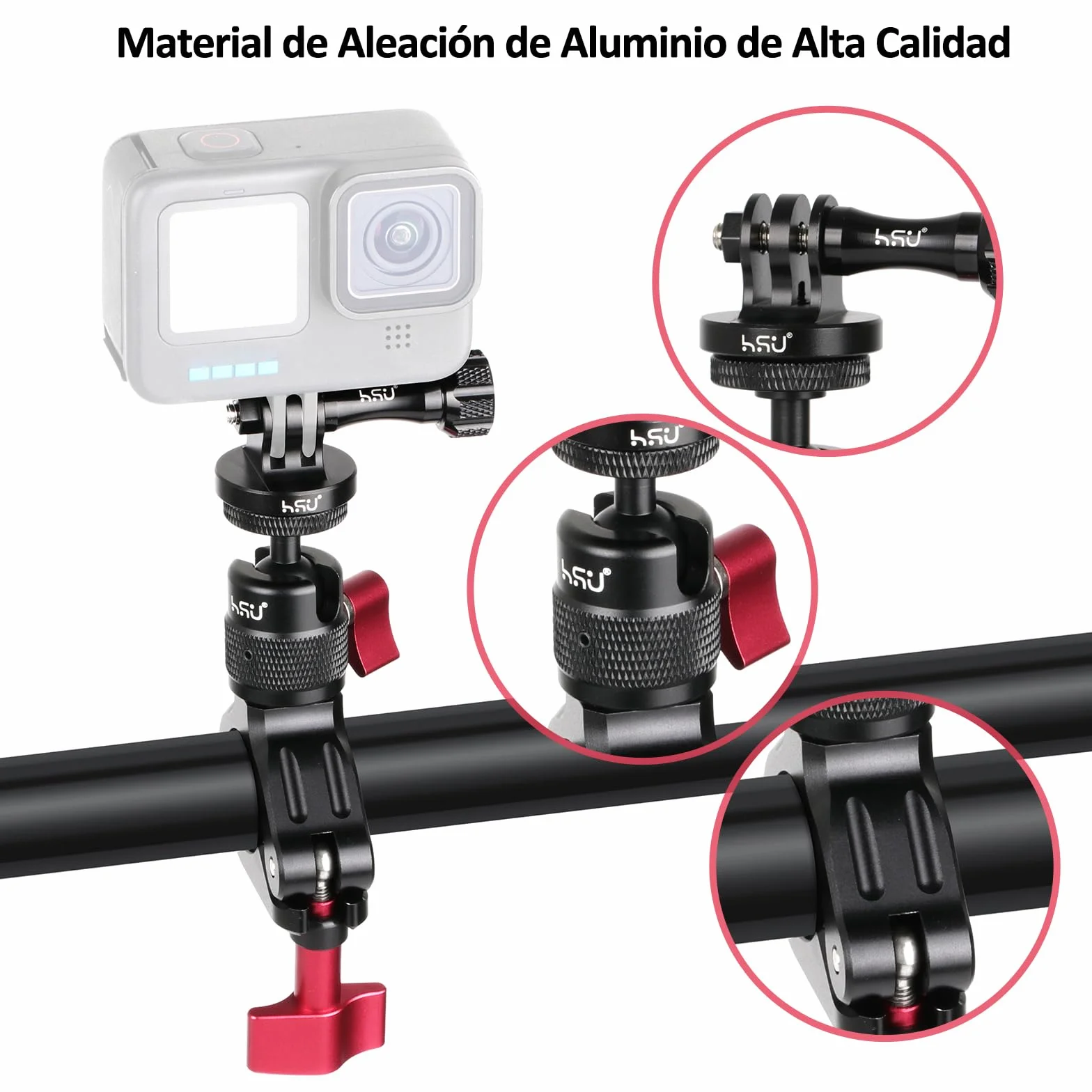 Soporte de Bicicleta para GoPro Cámara, 360° Rotación Montaje de Motocicleta para Cámaras de Acción