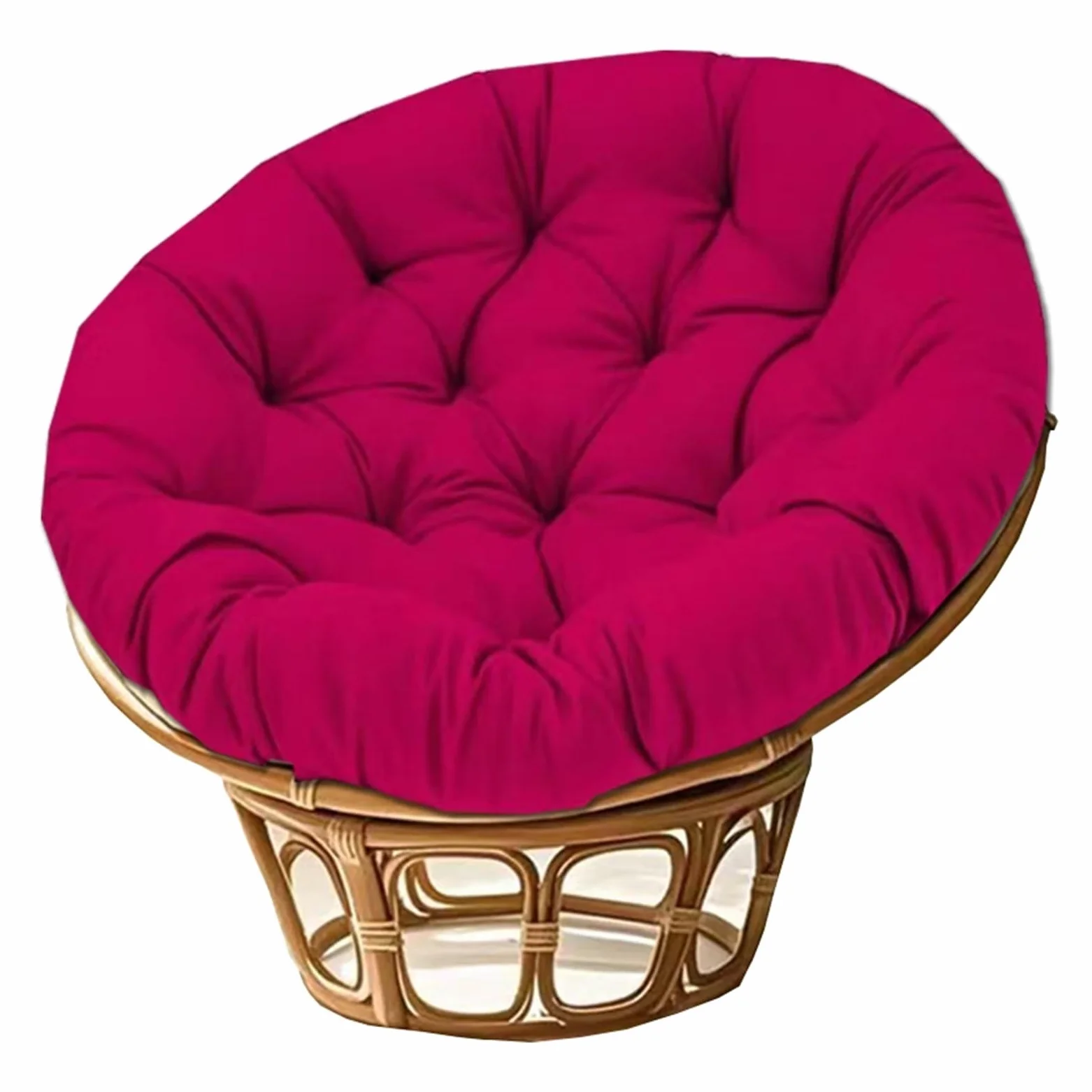 Genérico Cojín De Algodón For Silla Hamaca Relleno Grueso Cojín Redondo For Columpio Exterior For Muebles Mimbre Sillón Papasan Descanso Jardín Patio(Dark Pink,130cm)