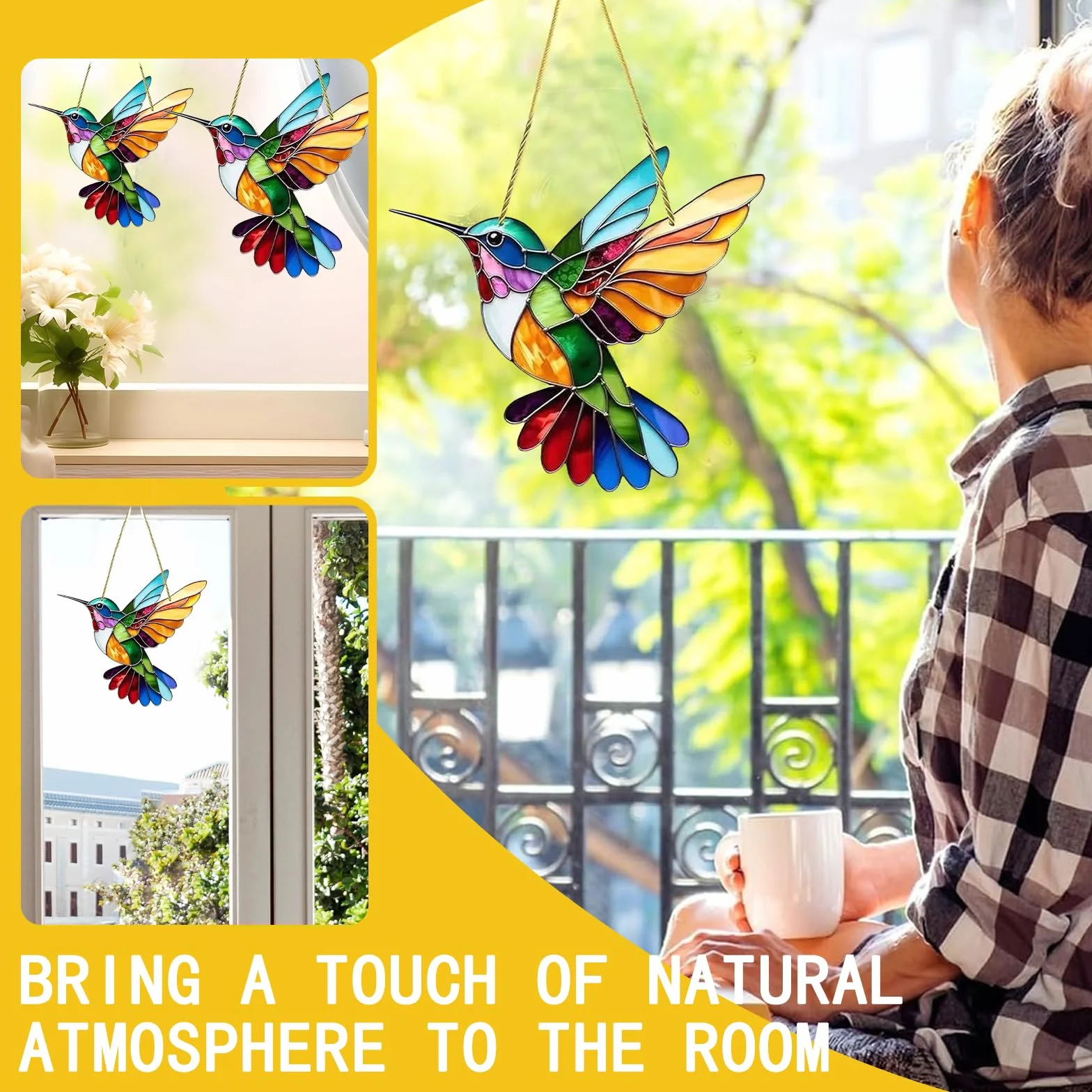 2 atrapa Soles decoración de Ventana decoración de jardín, atrapa luz, decoración de colibrí, decoración de Ventana Colgante Prisma atrapa Sol Moderno, decoración de Ventana Colgante de Verano