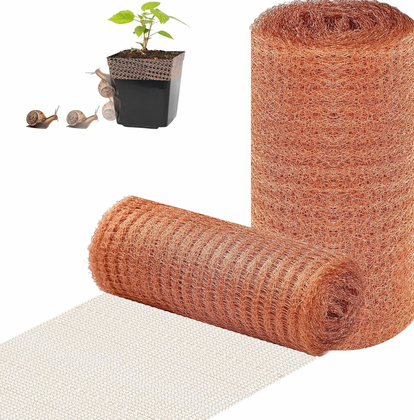 2 Rollos de Cinta de Cobre Anticaracoles (16 M), 12,7 cm de Ancho para Repeler Caracoles en Camas Elevadas, Doble de Malla de Cobre Fácil de Cortar, Ideal para Jardín y Balcón