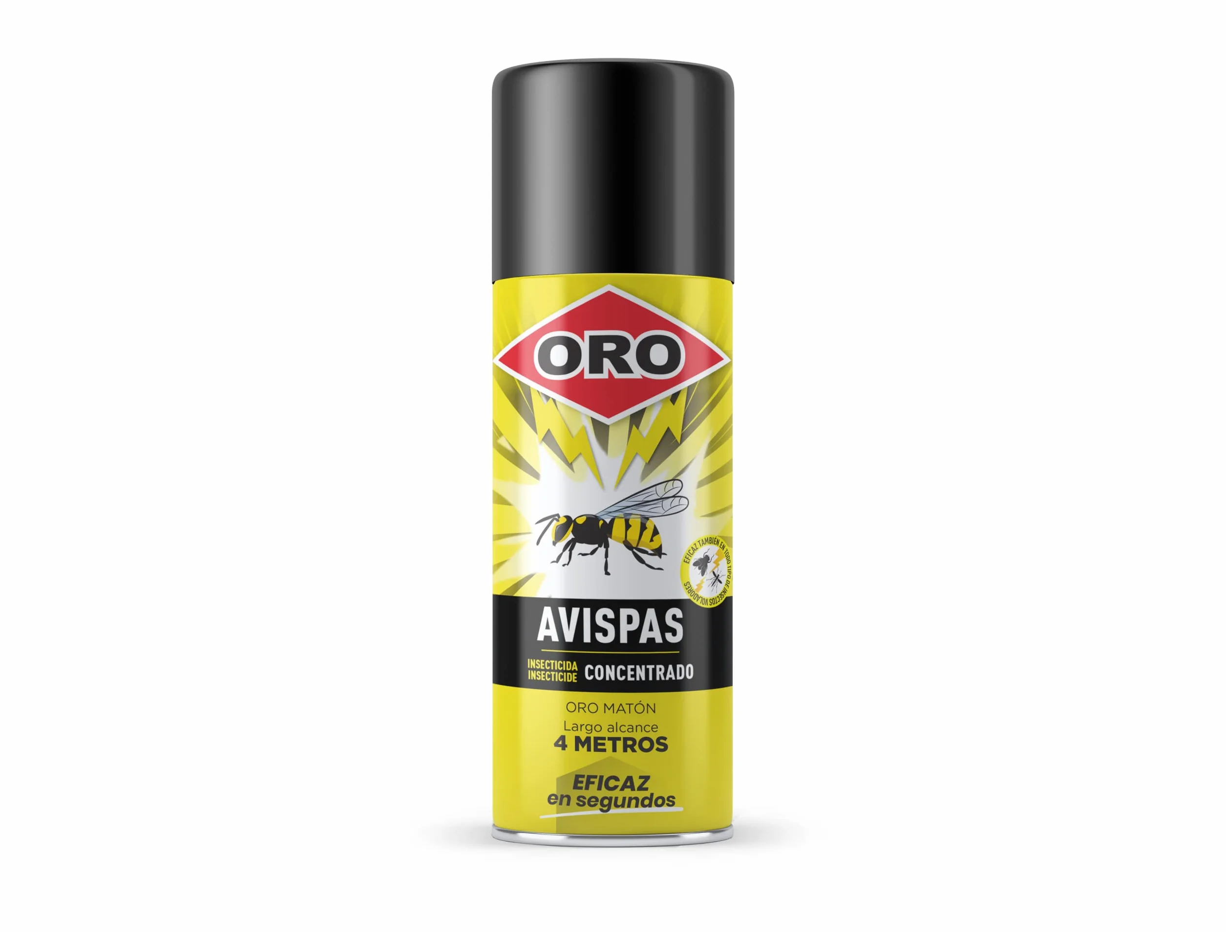 ORO INSECTICIDA Efectivo contra Avispas, Avispones, Avisperos, Avispa Asiática (Velutina). Insecticida Concentrado. Eficacia Instantánea. Pulveriza seguro. Alcance 4metros. 400mL