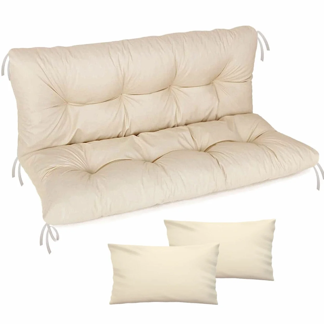 Cojín de banco para silla de jardín, impermeable, 100x50x50 cm, para muebles de palé, exteriores, tumbona, cojín de banco con respaldo para muebles de jardín, Beige [133]